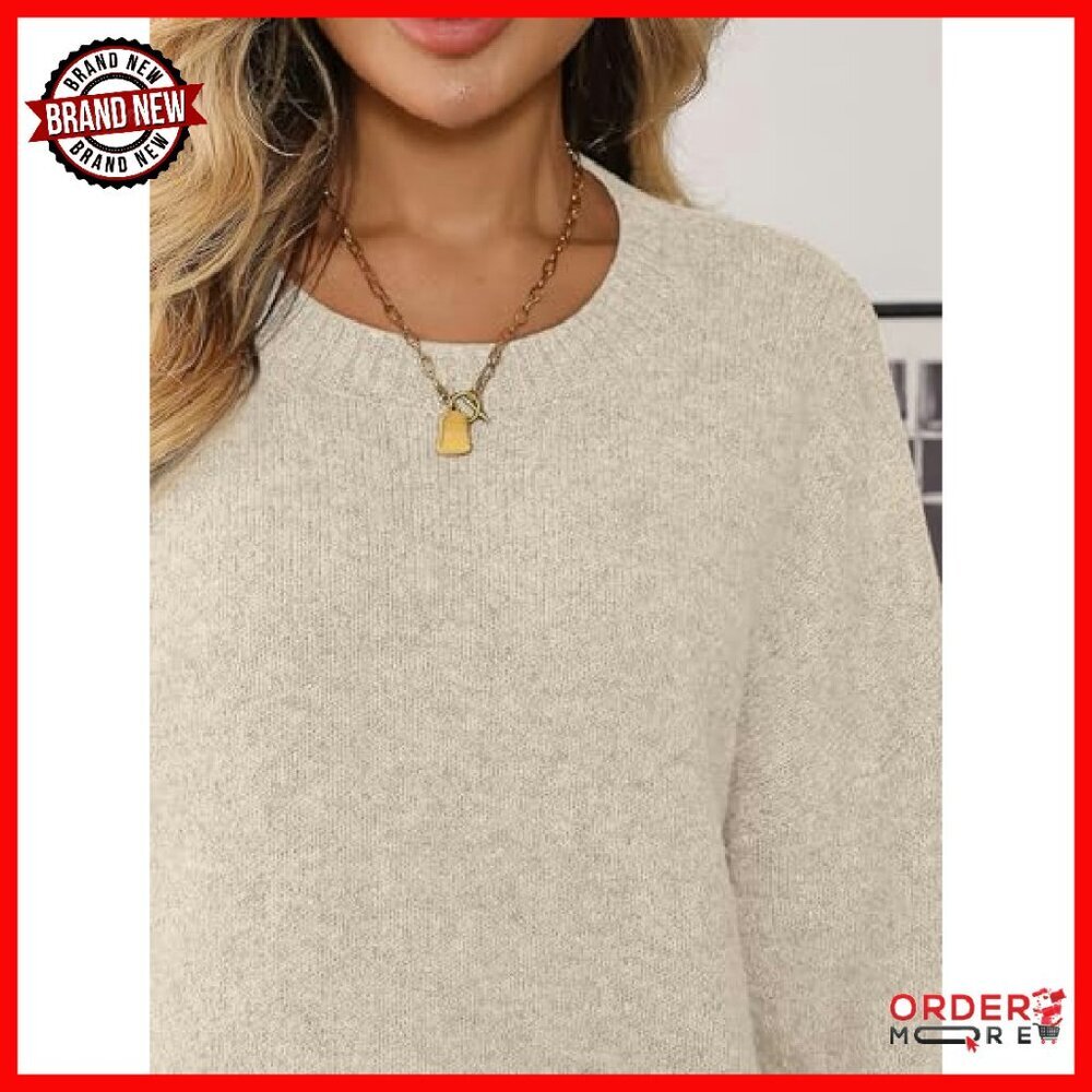 Oversized Chunky Knit Tunic Sweater Winter Pullover Long Sleeve - Picture 6 of 7
